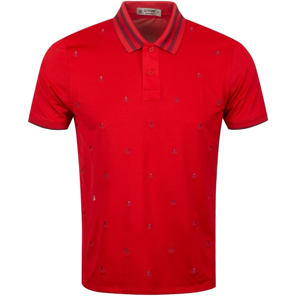 NEW G/FORE Skull & T's Embroidered Polo Men's L Garnet Red